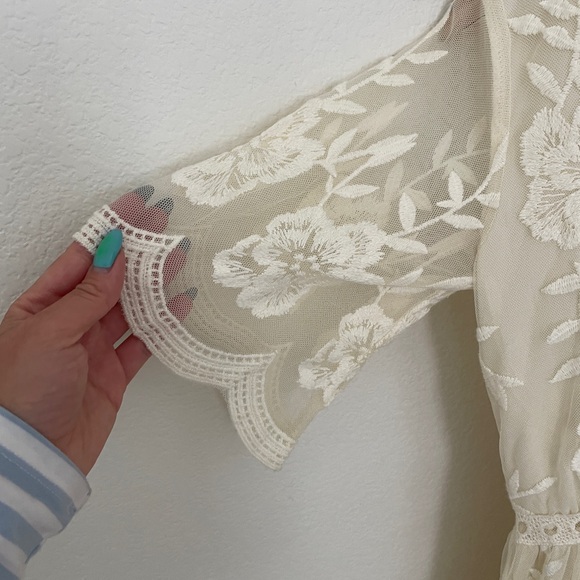 SOCIALITE lace overlay romper maxi dress ivory size XS - Picture 5 of 10